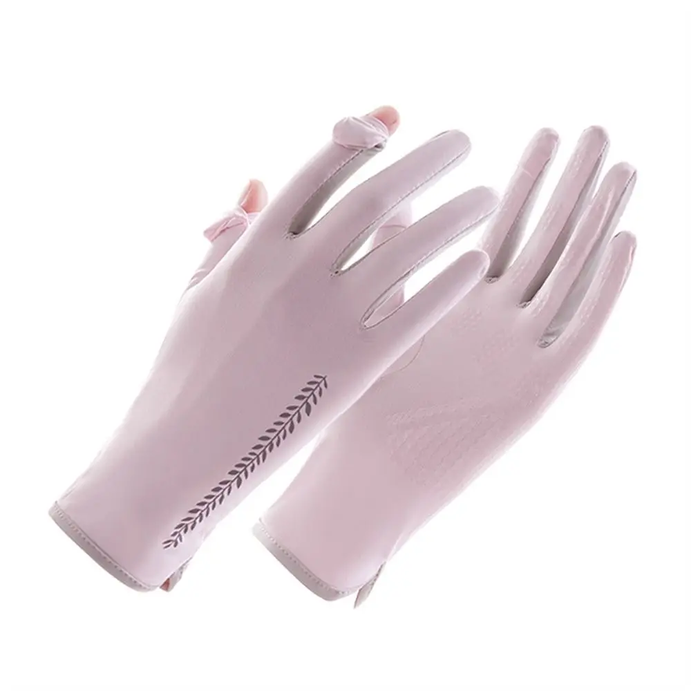 Thin Sunscreen Gloves Fashion Elastic Ice Silk Sun Protection Gloves Touch Screen Slip Resistant Anti-UV Mittens Women Girls