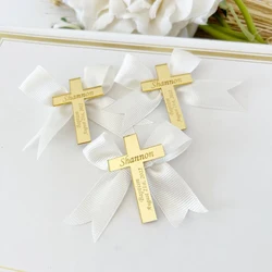 Croix acrylique dorée personnalisée pour baptême, 30 pièces, pour faveurs de première Communion, Mi Bautizo, pour faveurs de baptême, pour faveurs de mariage