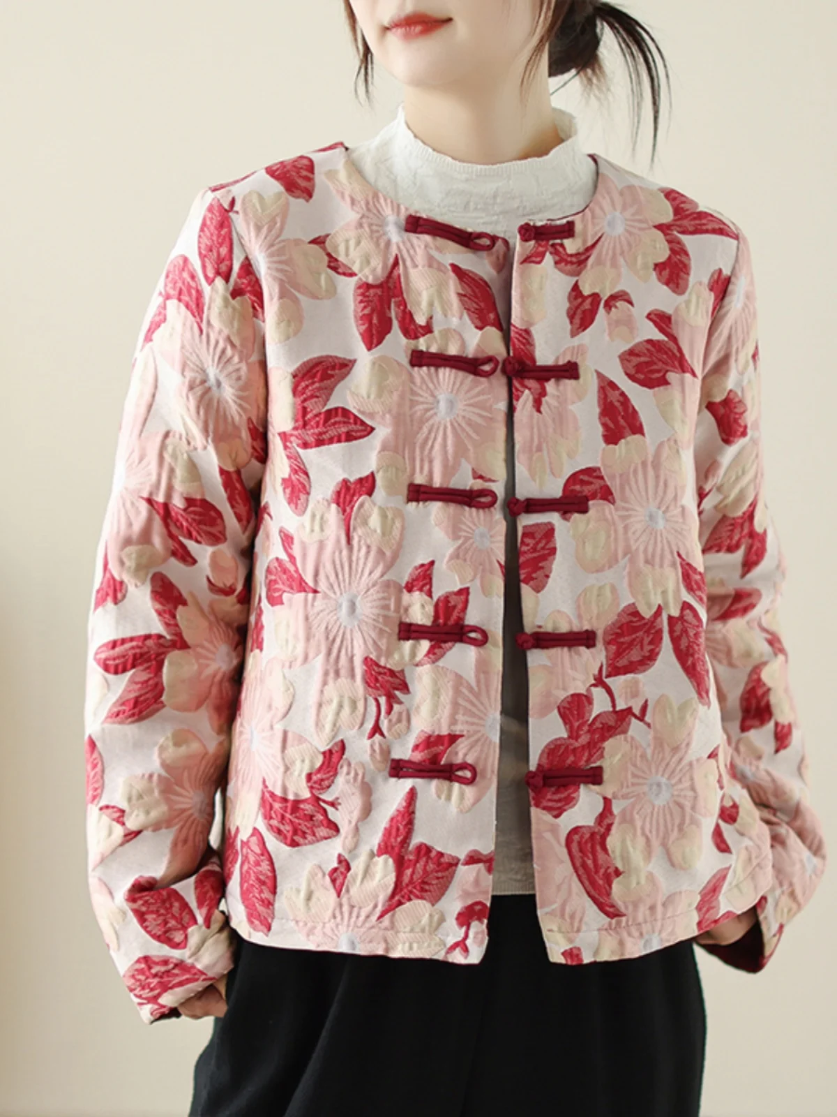 

Thiened Cotton ort Jaet Embroidered Button up Casual Outerwear Top for And Pear aped Women Autumn Winter Wear