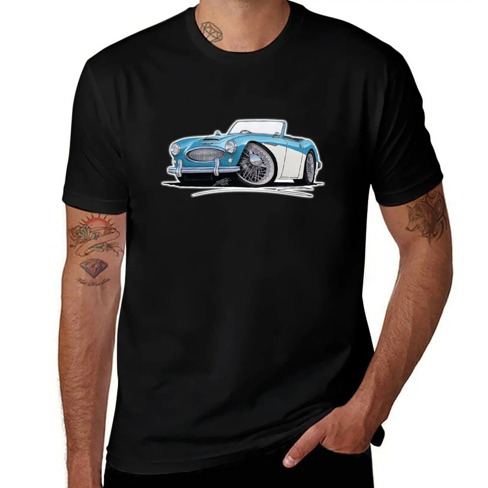 

Austin-Healey 3000 Blue/White T-Shirt Funny t-shirts Blouse fashion shirts funny costumes mens tall t shirts