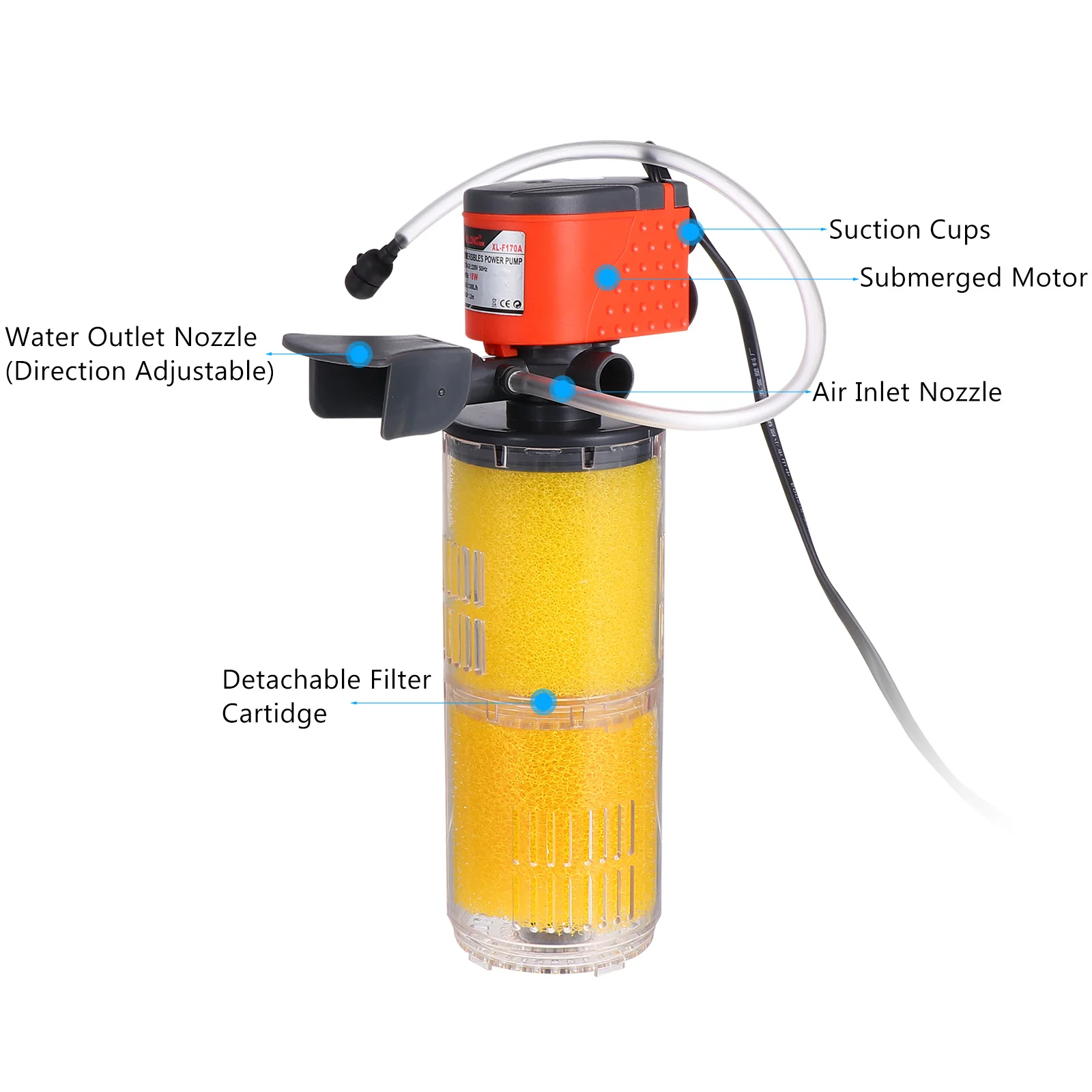 

18W Aquarium Submersible Pump Fish Tank Filter Water Circulation Oxygen Supply 3 in 1 Silent Design Submersible Water Pump