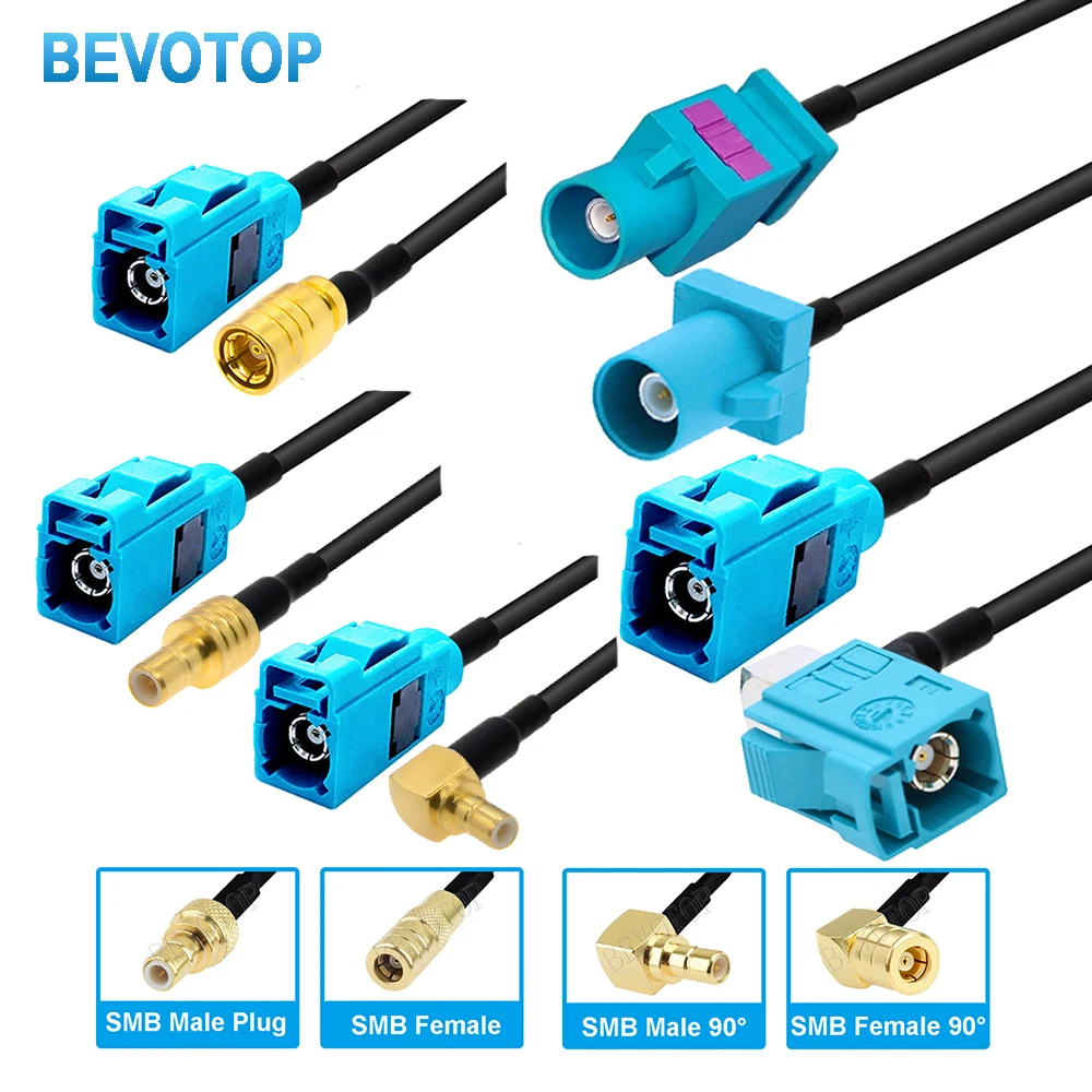 10Pcs Fakra Z to SMB Male/Female RG174 50 Ohm RF Coaxial Pigtail Cable for Sirius XM Car Satellite Radio Stereo Receiver Tuner