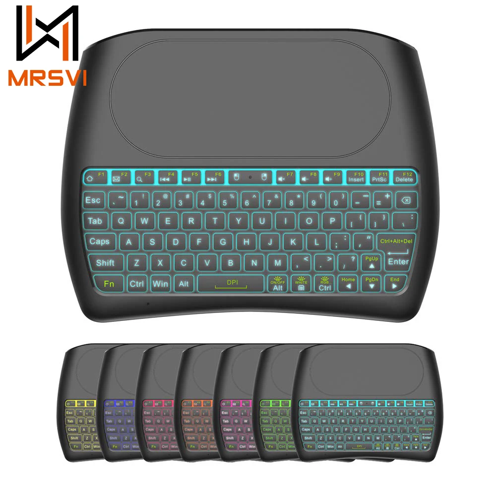 

Mini Wireless Keyboard D8 Mini Keyboard with Touchpad Colorful Backlit Small Wireless Keyboard Mini Handheld Remote Keyboard