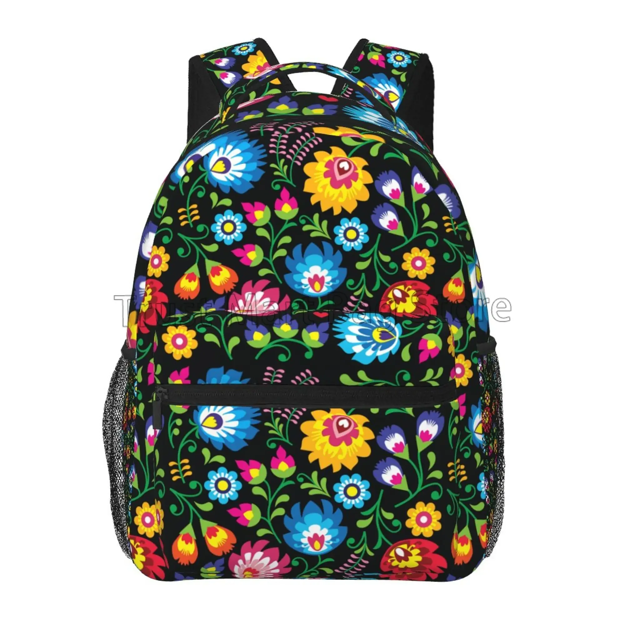 

Polish Floral Folk Art Flower Backpack From Poland Large Capacity Travel Hiking Laptop Backpacks