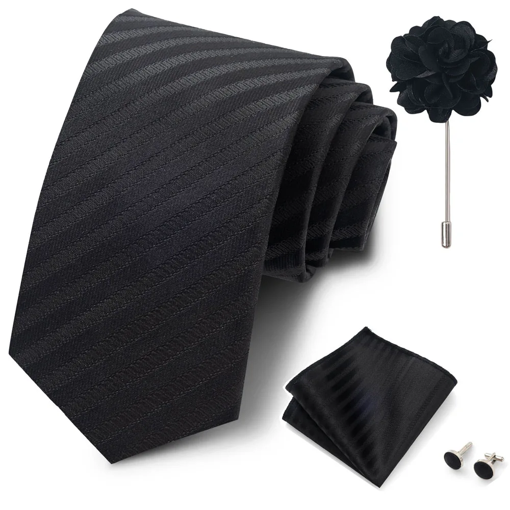 Großhandel Mode 8 cm Krawatten-Set, Krawatte, Einstecktuch, Manschettenknöpfe, Anstecknadel, Lila Paisley, Herren-Krawatten, passend als Geburtstagsgeschenk – Detail 26