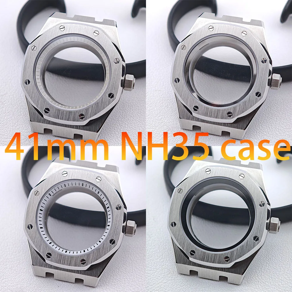 

NH35 41mm sliding steel case men's watch suitable for NH35 NH36 movement case sapphire glass watch case 28.5mm dial waterproof
