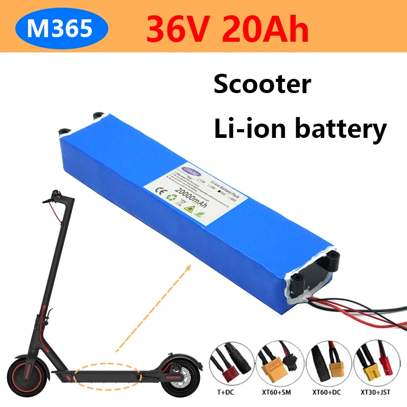 2023 for M365 Scooter 36V 20AH Battery plug XT30+JST XT60+DC XT60+SM 18650 Lithium Battery Pack  Ebike Power Battery with BMS