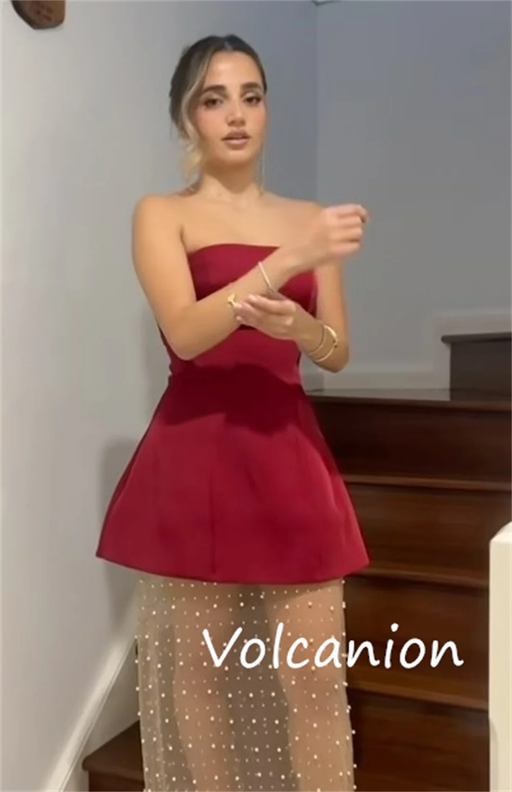 Robe longue trapèze en Jersey et perles, personnalisée, exquise, sans bretelles, pour occasions sur mesure, haute qualité, complexe