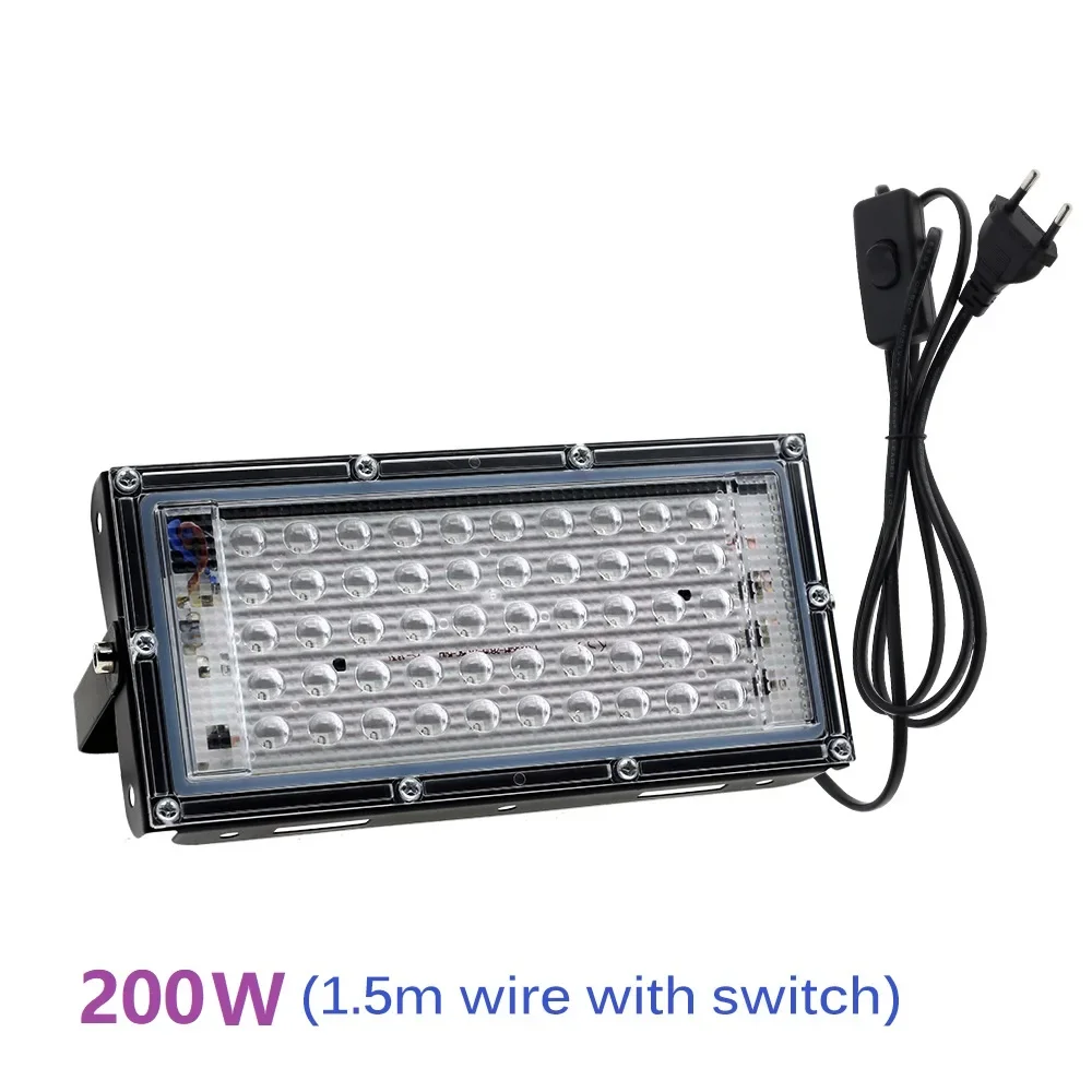 Lámpara ultravioleta de 100W y 200W, luz violeta multifunción, + 395nm 365nm, lámpara de curado UV fluorescente, 110V, 220V, luz púrpura