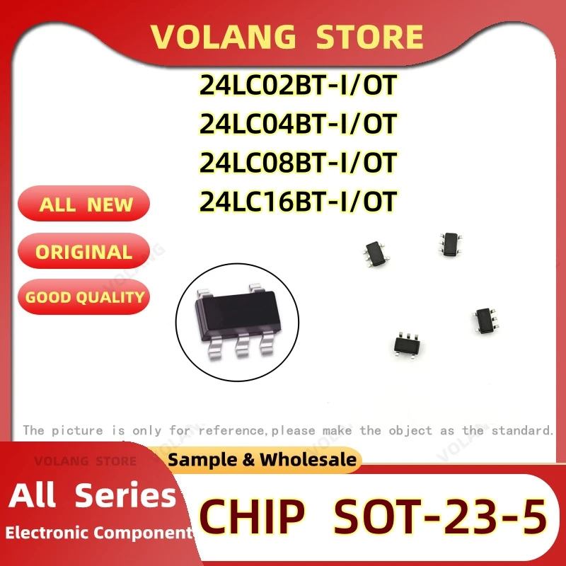 ORIGINAL SOT-23-5  24LC02BT-I/OT  400kHz 900ns EEPROM CHIP IC 24LC04BT-I 08BT-I/OT 24LC16BT