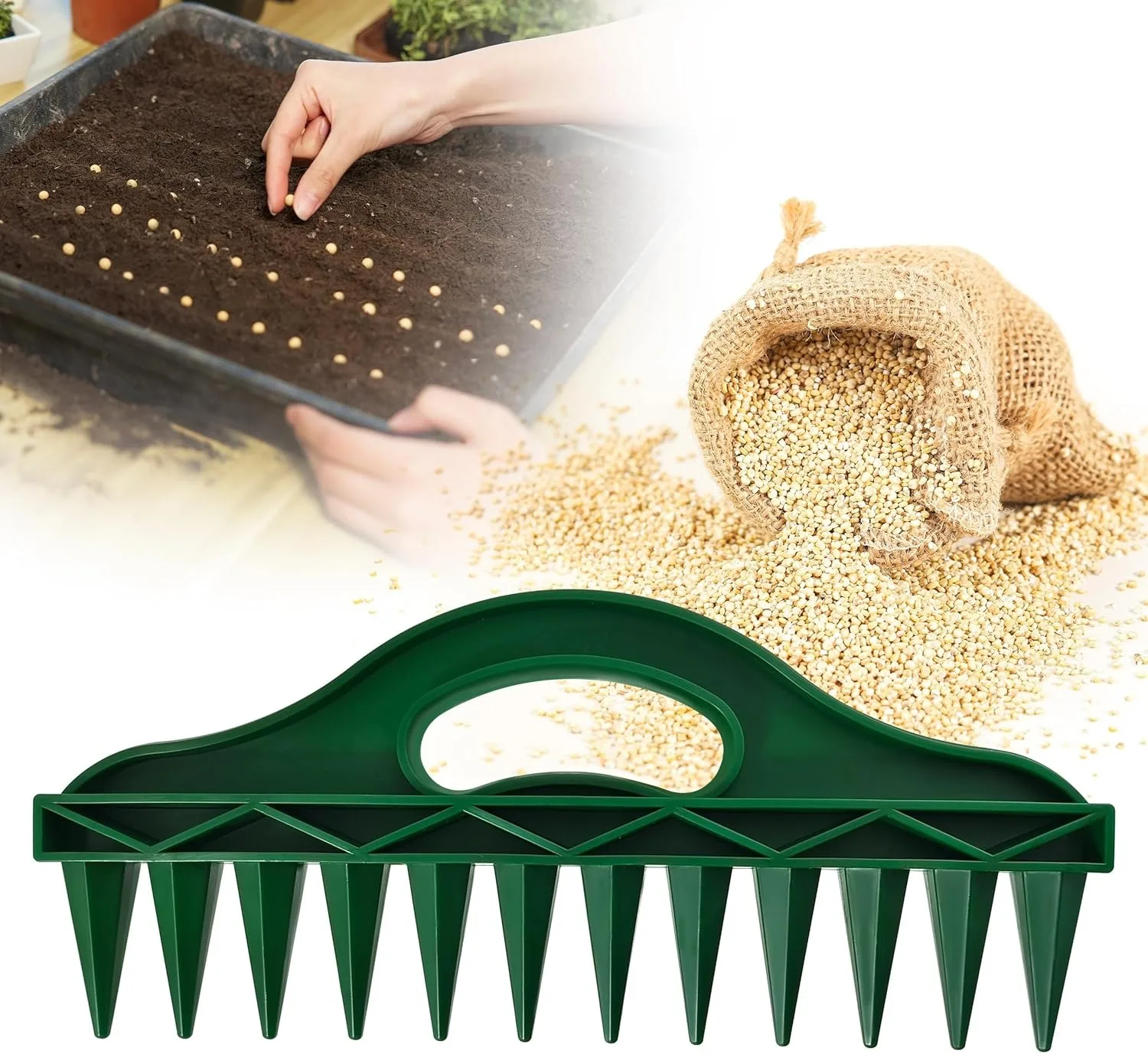 Seed Planter Tool Bulb Planters Dibbler Gardening Tool Seed Spacing Tool Seed Planting Tool for Garden Beds, Raised Beds & Pots | Fixed Spacing, Precise Dibbling for Effortless Seed Planting