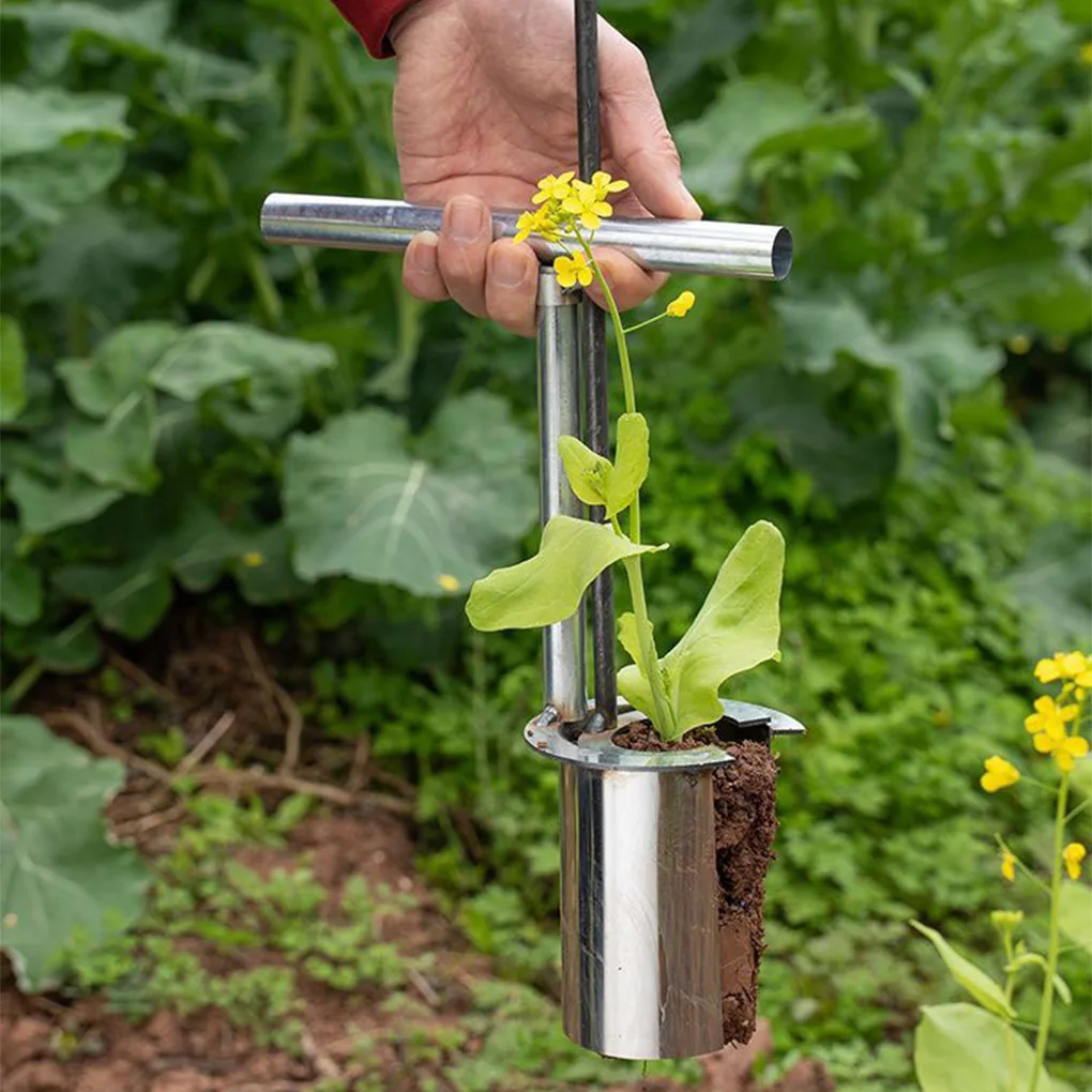

New Durable Stainless Steel Handheld Garden Transplanter - Manual Metal Planter for Fruit Trees, Flowers & Vegetable Seedlings﻿