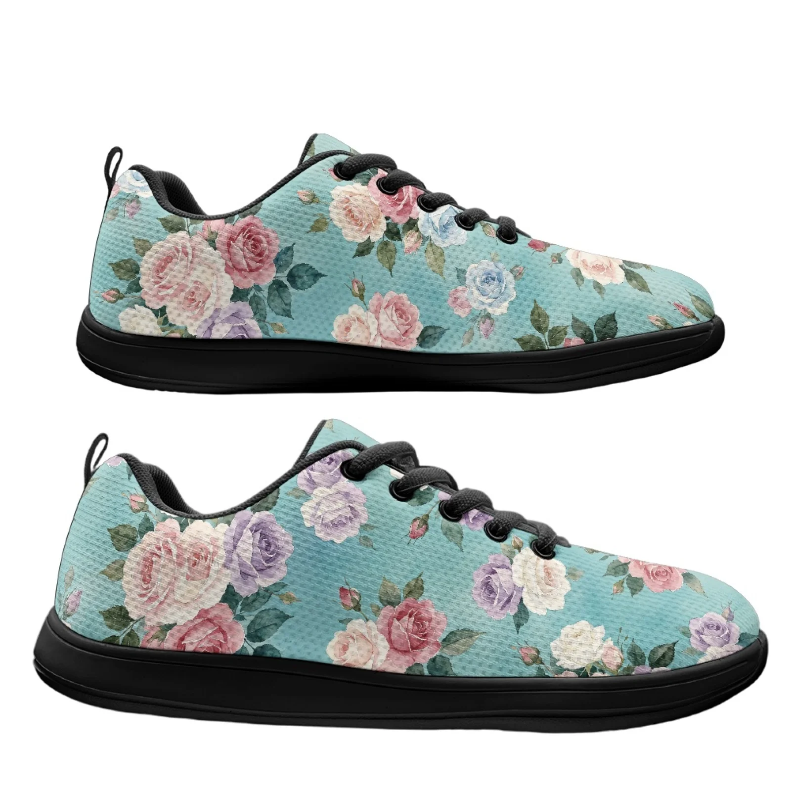 PENSTROLL Watercolor Rose Fashion Sneakers Mesh & EVA Barefoot Shoes Breathable Men's Wide Running Shoes for Mens