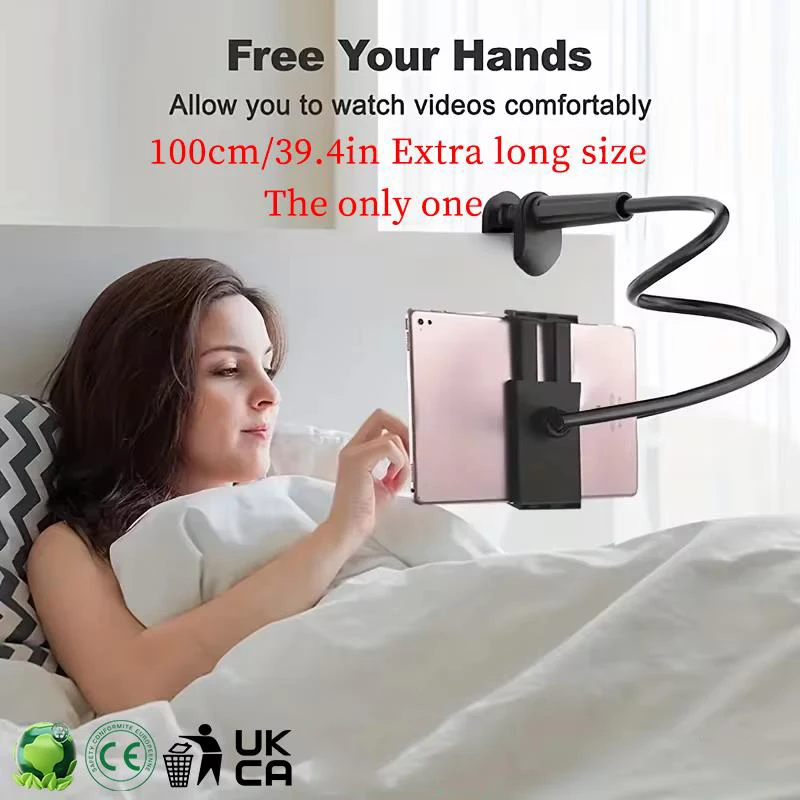 Bedside Table Tablet Stand Adjustable Long Arm Clamp Tablet PC Lazy Stand Suitable for iPhone IPad mini Samsung Xiaomi 4-11 inch