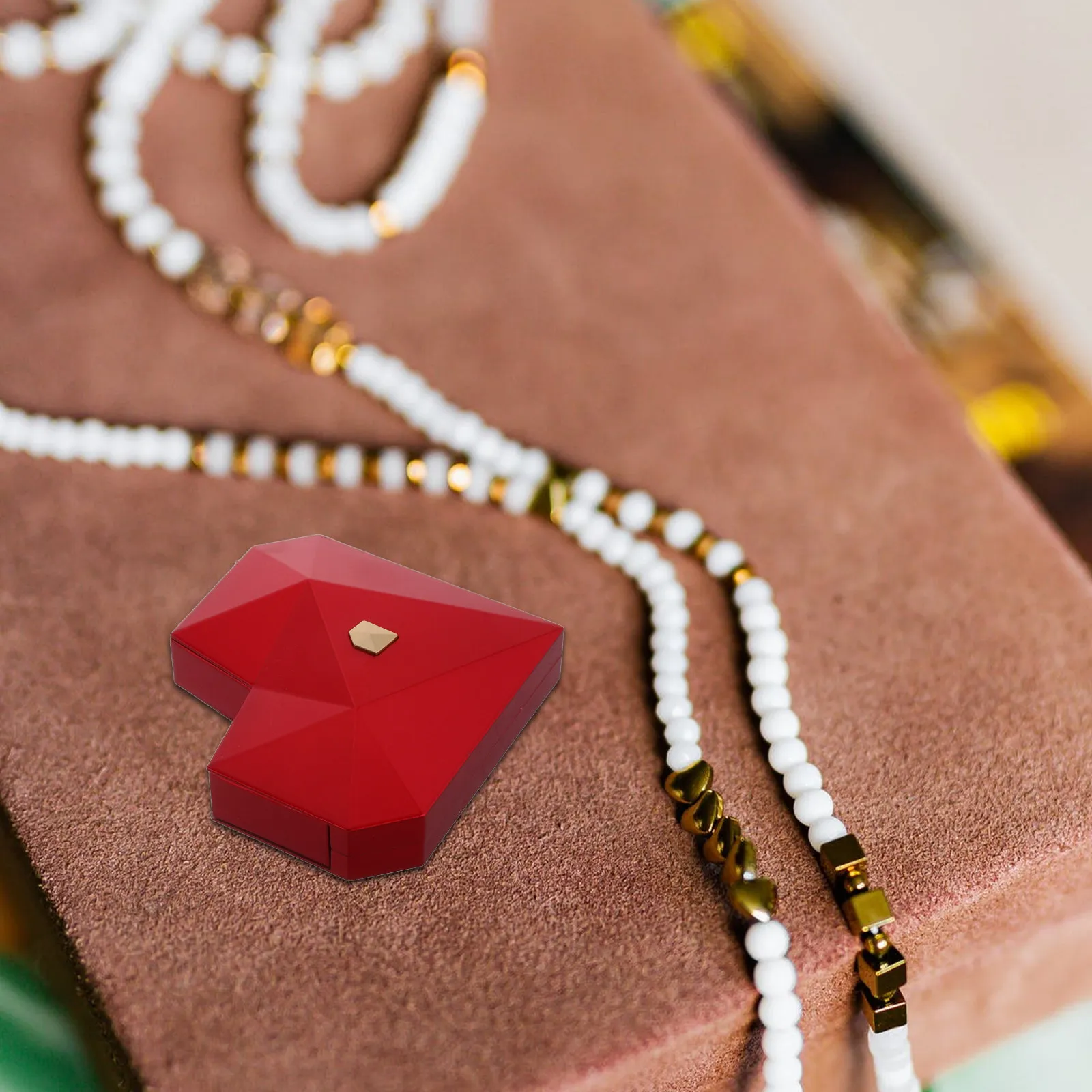 

Автоматически открывающаяся шкатулка для украшений в форме сердца: органайзер для колец и мелочей, подарок для предложения руки и сердца, роскошный демонстрационный футляр, компактный дизайн