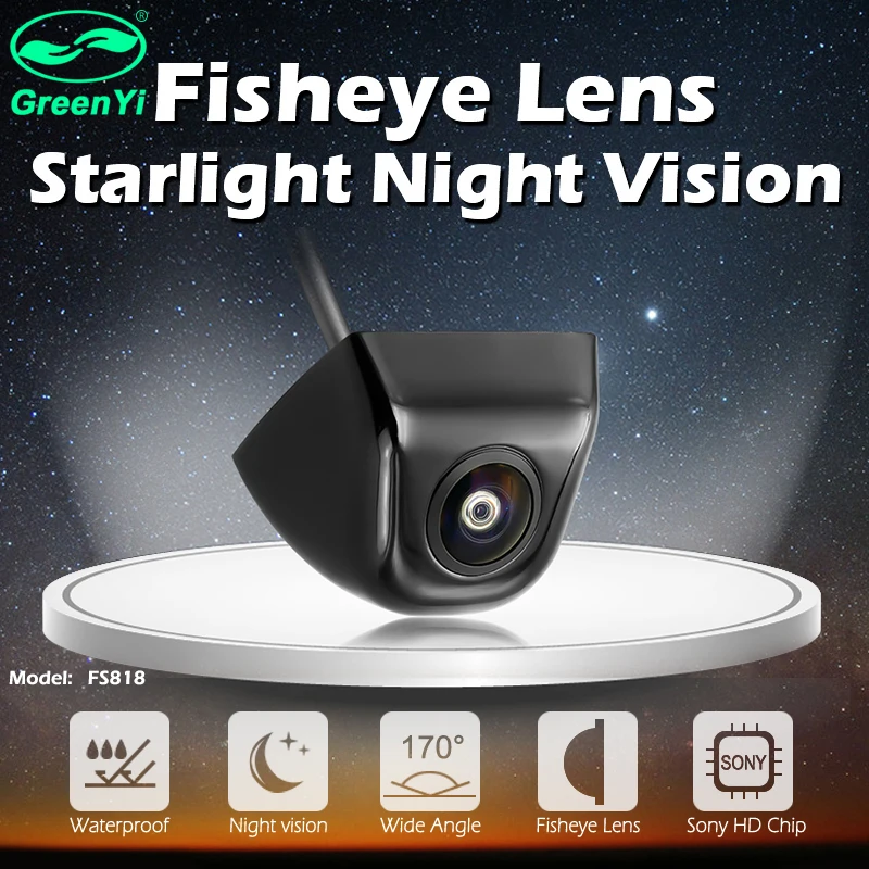 GreenYi 170 Degree Fish Eye Lens Starlight Night Vision Vehicle Rear / Front View Camera low-light level 15m visible Car Camera