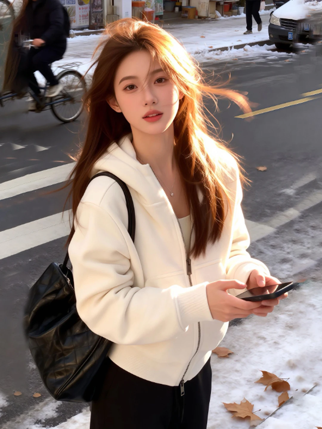 

Корейская свободная куртка-орта с капюшоном, модная трендовая зимняя верхняя одежда для женщин, прямой подол, длинный рукав, молния