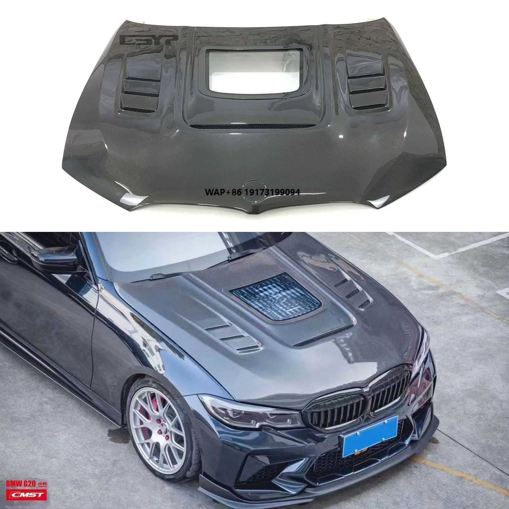 Style with Glass Carbon Fiber Bodykit Front Engine Hood Vent Bonnet for  3 Series G20 G28