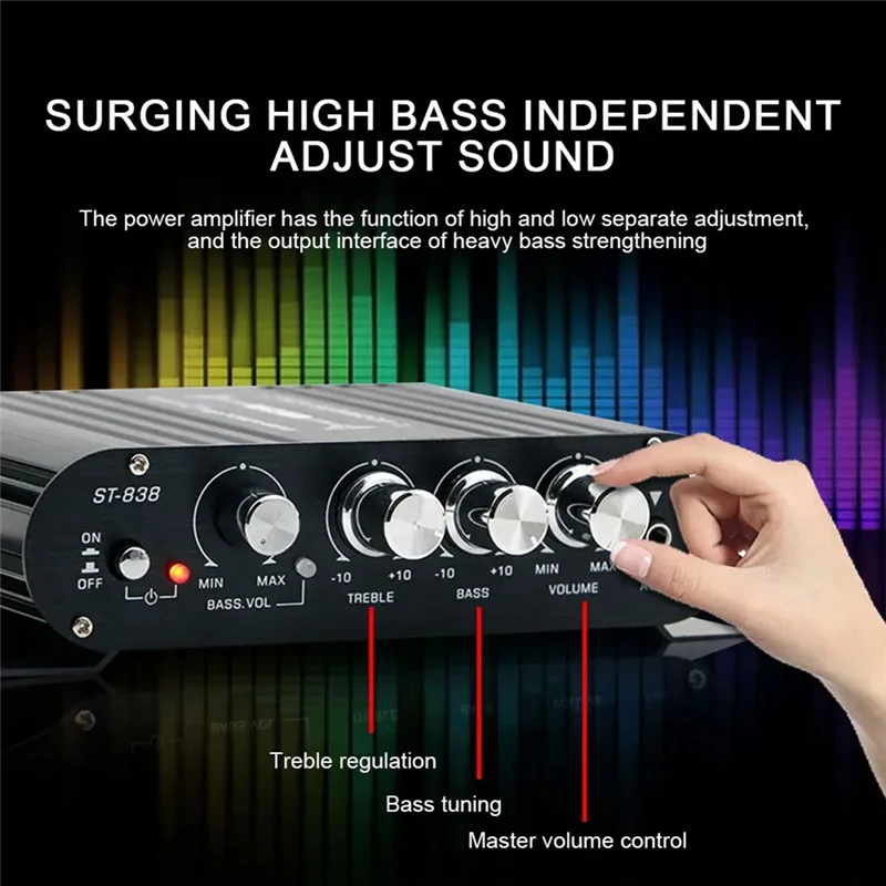 B50B-ST-838 Amplifier Audio Amplifier Mini Hitam Amplifier Audio Hifi Radio Fm Amplifier Daya Audio Hifi Mini