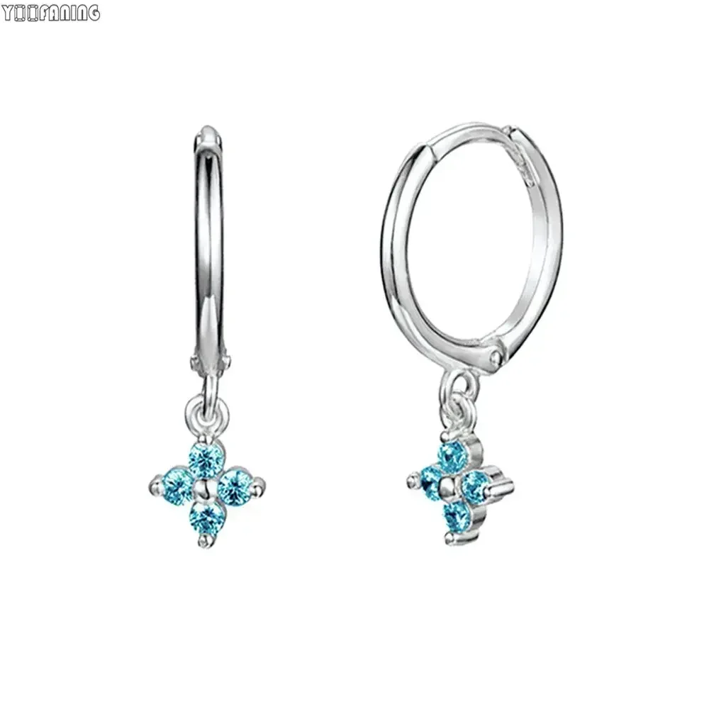 925 Sterling Silver Needle Fashionable High-end Hoop Earrings Unique Turquoise Butterfly Star Delicate Women's Earrings Jewelry