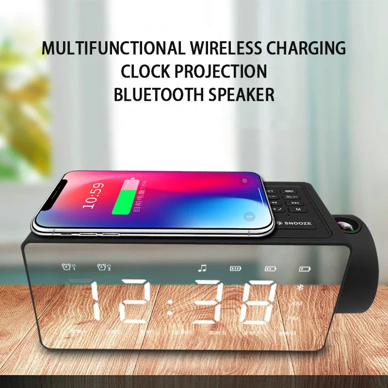 

Bluetooth speaker S91S speaker card audio wireless charging new home smart speaker clock projection