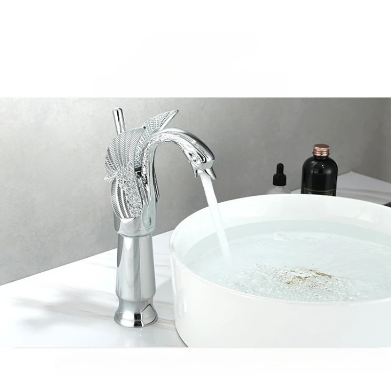 

European Antique Style High Gold Plating Swan Basin Faucet Countertop Basie