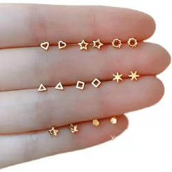 925 Silver Needles Korean Mini Small Love Cross Stars Stud Earrings for Women Student Teen Banquet Party Daily Accessories