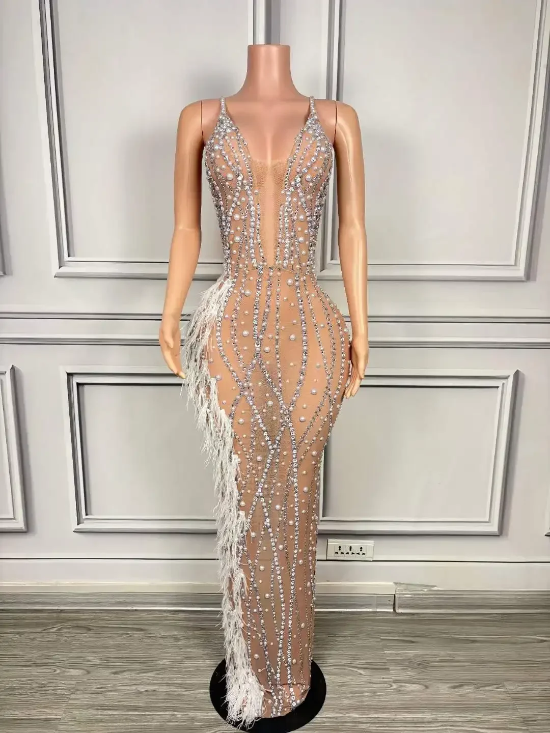 Fringe งานแต่งงาน Sparkly ชุดผู้หญิงเทพธิดาอาวุโสถ่ายภาพ Props Homecoming ฉลองลาสเวกัสแสดงลาก Queen ชุด