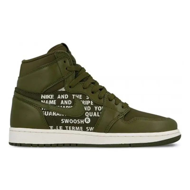 Nike Jordan 1 Retro High Olive Canvas Sneakers shoes 555088-300