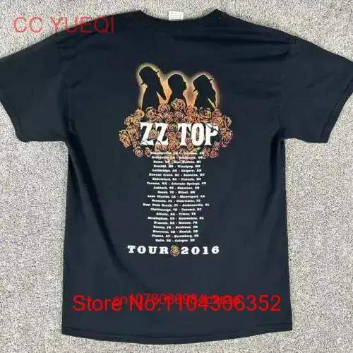 ZZ TOP T Shirt Men s L Black Double Sided 2016 Tour Texas Rose Blues Rock long or short sleeves