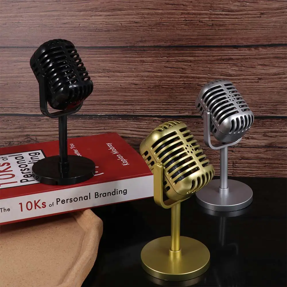 Classic Retro Microphone Props Plastic Vintage Dynamic Vocal Microphone Miniature Simulation Microphone Costume Role Play