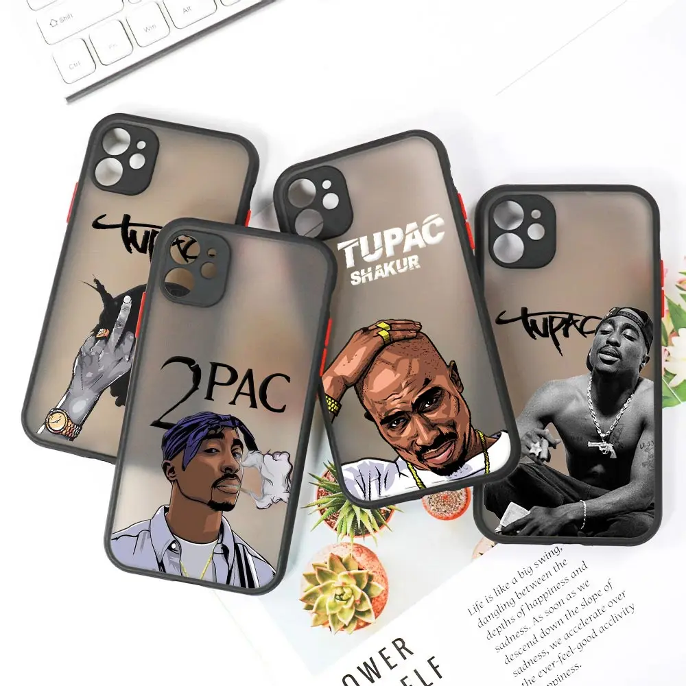 Luxury Armor Matte Case For Apple iPhone 15 14 13 11 Pro Max 12 Mini XR XS X 7 8 Plus Clear Fundas Back Cover 2PAC Rapper Tupac