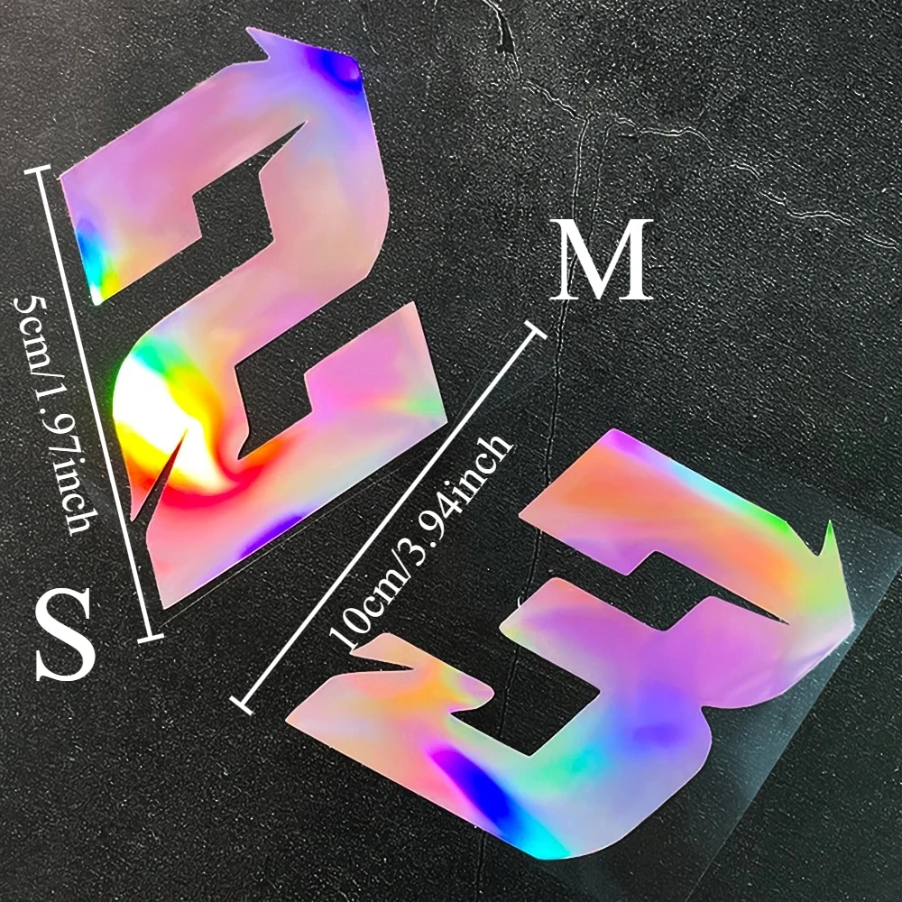 1 Pc Holographic Iridescent Number 0-9 Sticker, Waterproof Vinyl Decal for Vehicle, Motorcycle, Helmet and Laptop Decor