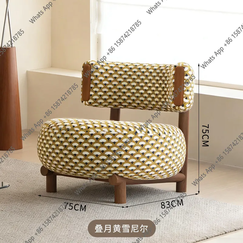 Nordic modern simple single design sofa chair solid wood medium and ancient style comfortable small apartment living room