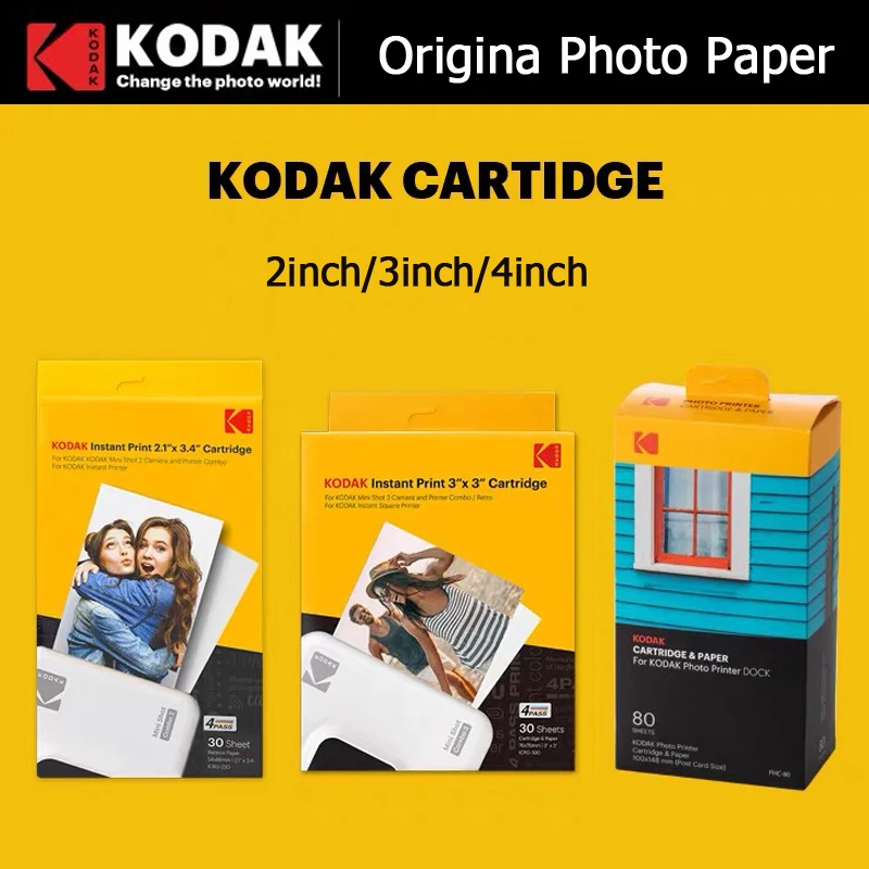 Papel fotográfico Kodak para impresora fotográfica de teléfono móvil C210R Minishot, cinta especial de 2/3/4 pulgadas, 60 hojas de integración de banda de Color cuadrada