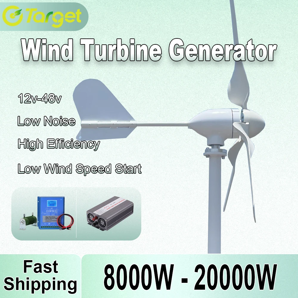 

Home 10000W Horizontal axis Wind Energy Turbine Wind Power Generator 12V 24V 48V Farm Windmill With MPPT Controller Regulator