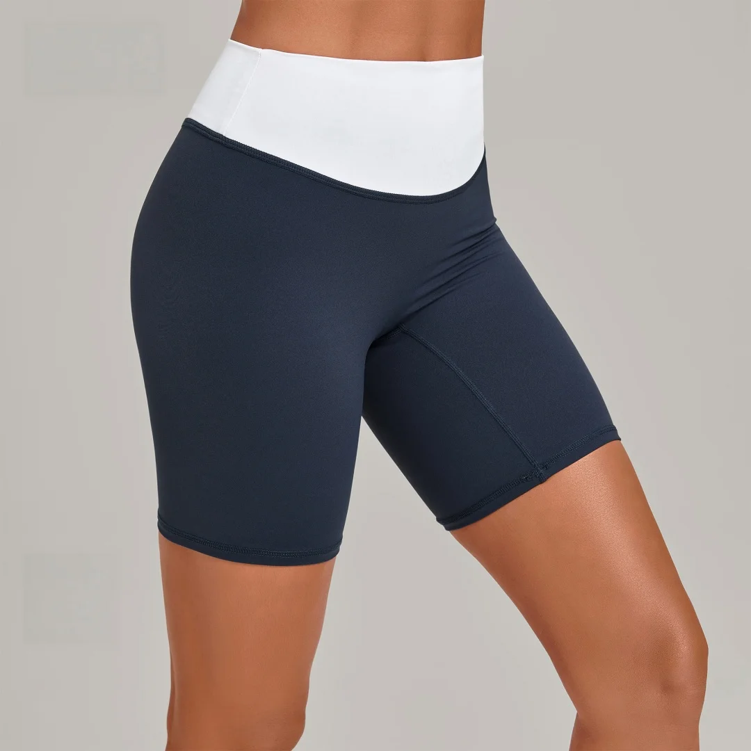 New Women's Yoga Shorts Hip Lift Splicing High Elastic Abdomen Fitness Shorts Quick-drying Running Workout Gym Sports Shorts