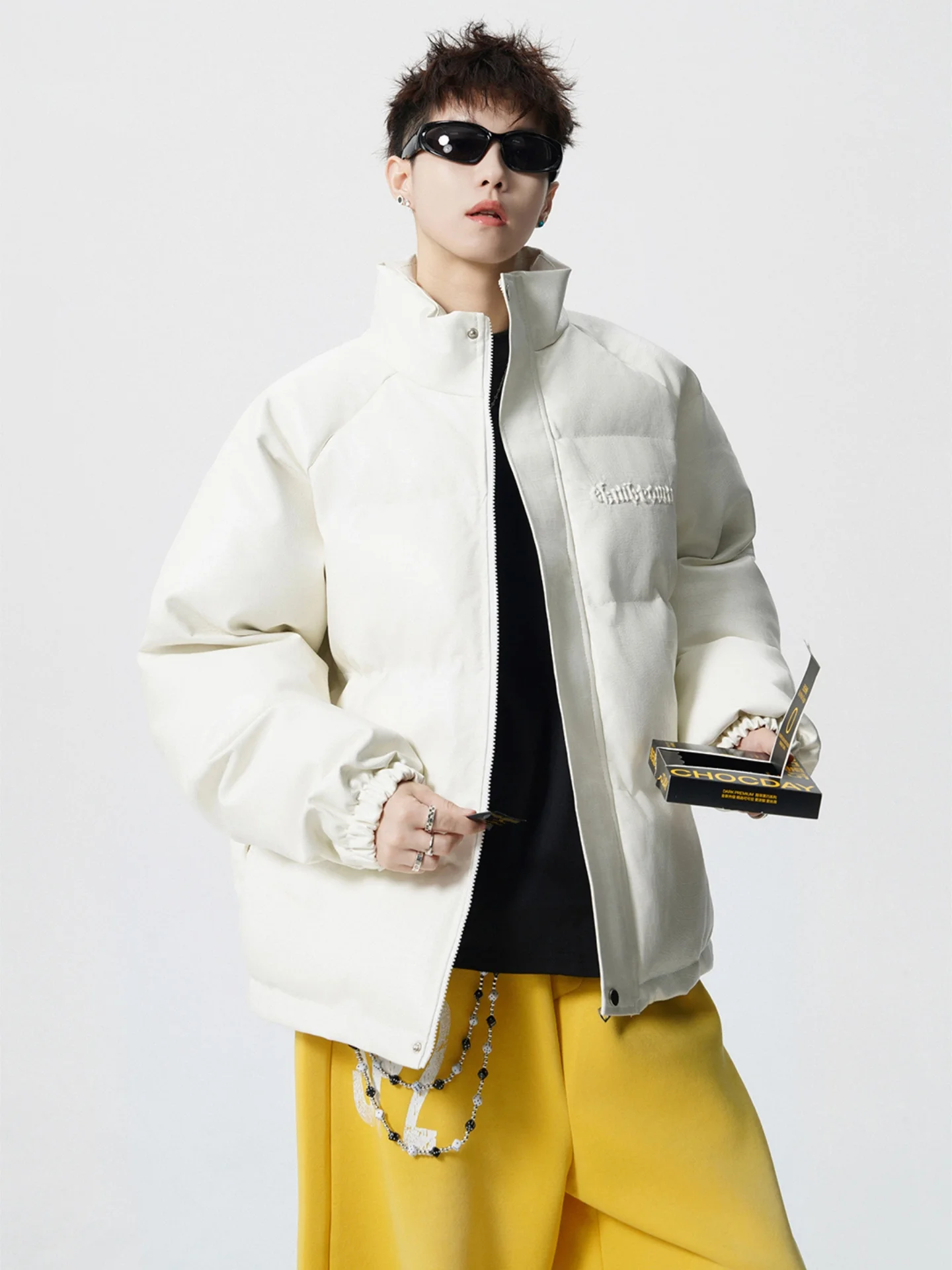 

Мужская утепленная куртка из искусственной кожи с хлопковой подкладкой, зимнее пальто с воротником-стойкой, на молнии, с узором под крокодила, повседневная одежда