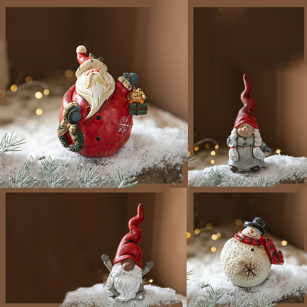 Goblins Santa Claus Ornaments Painting Resin Christmas Decorations Tabletop Scene Arrangement Figures Home Decor Items Figurine