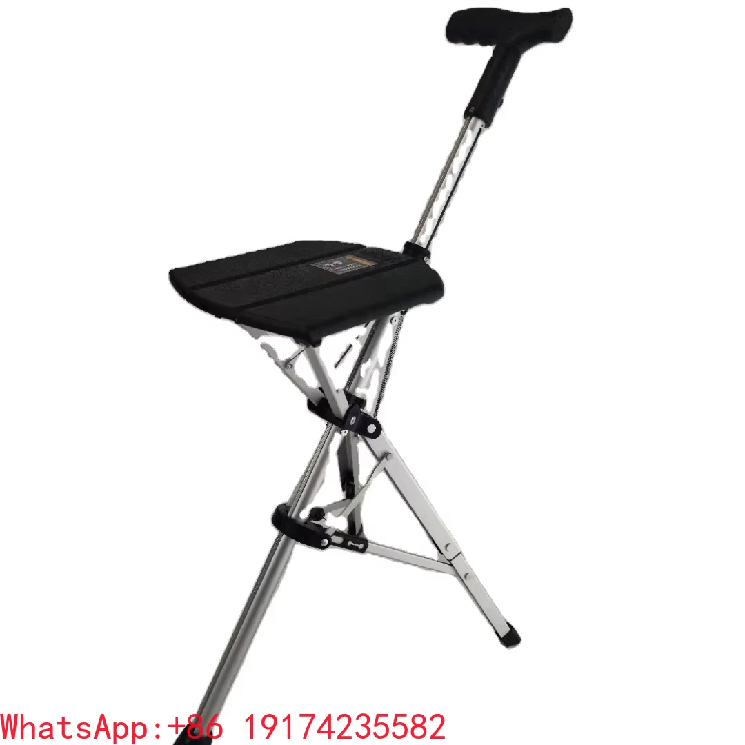

Auto Folding and Open Walking Cane with Seat Rest Stool Lightweight Walking Sticks for Elderly