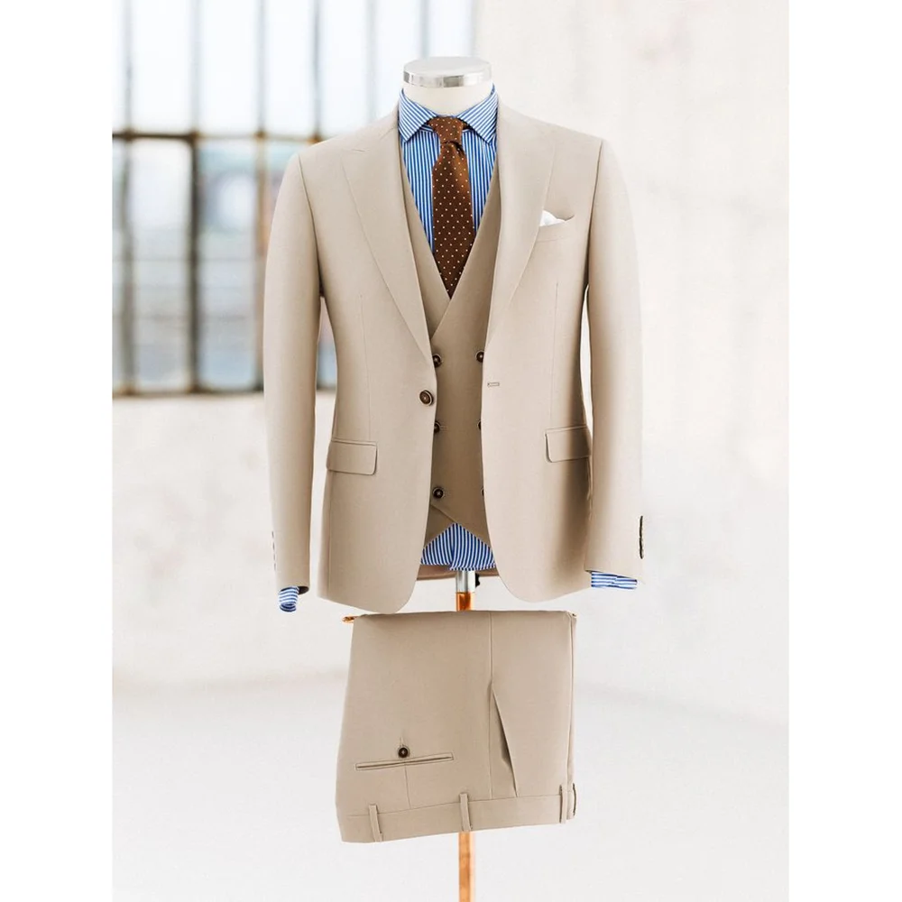 

3 Pieces Single Breasted Men's Suit Slim Fit Business Formal Occasion Clothing Work Commute Office Male Suits