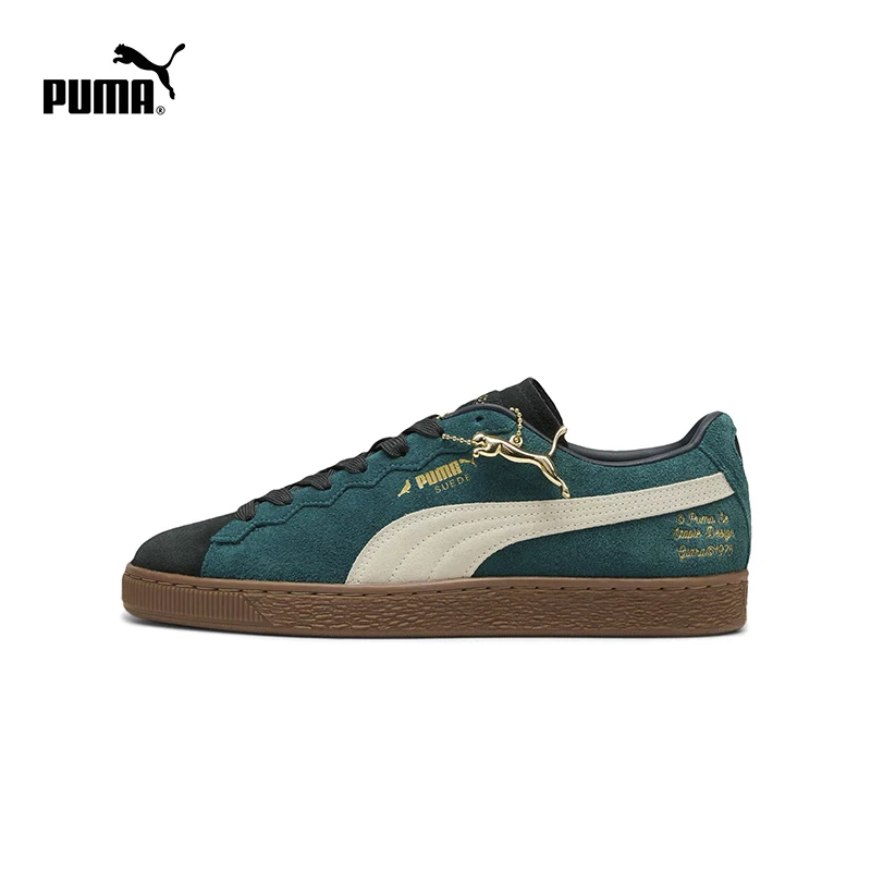 

Original Puma Suede Men 's Boarding Shoes Comfortable Shock Absorption Wear Resistant Low Top White Christmas Green 393542-01