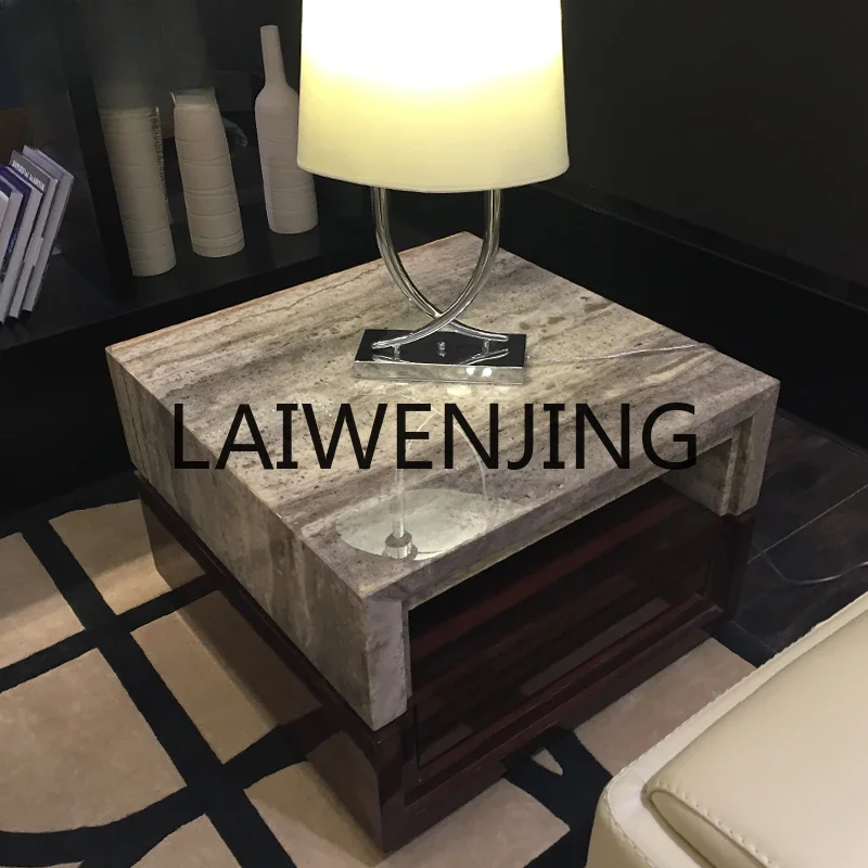 

Natural marble coffee table living room furniture light luxury new Chinese travertine edge table