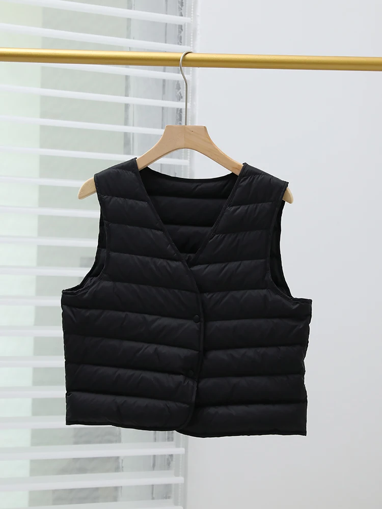 高品質 大きいサイズ レディース ダウンベスト 軽量 暖かい Vネック おしゃれ アウター キルティング ナイロン ジャケット 通勤 スタイリッシュ