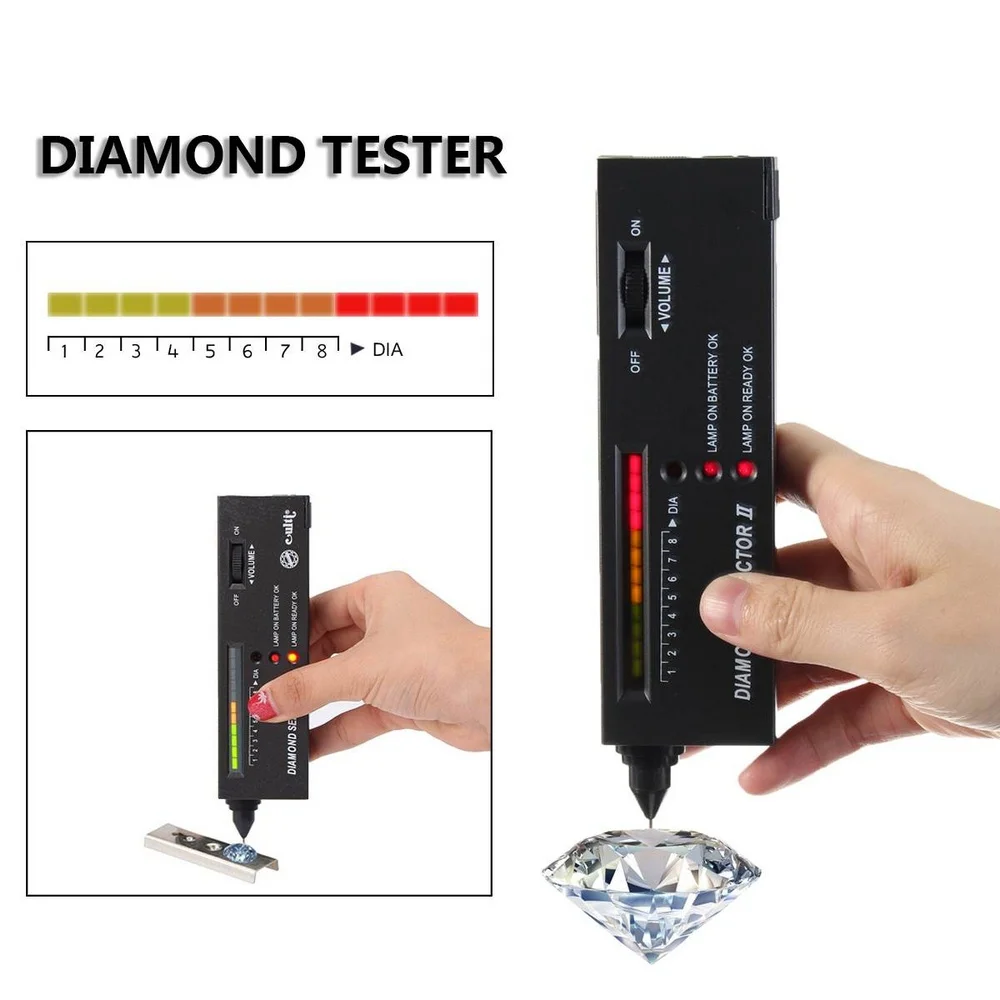 Diamond Gems Tester Pen Portable Gemstone Selector Tool LED Indicator Accurate Reliable Jewelry Test Tool Handheld Device