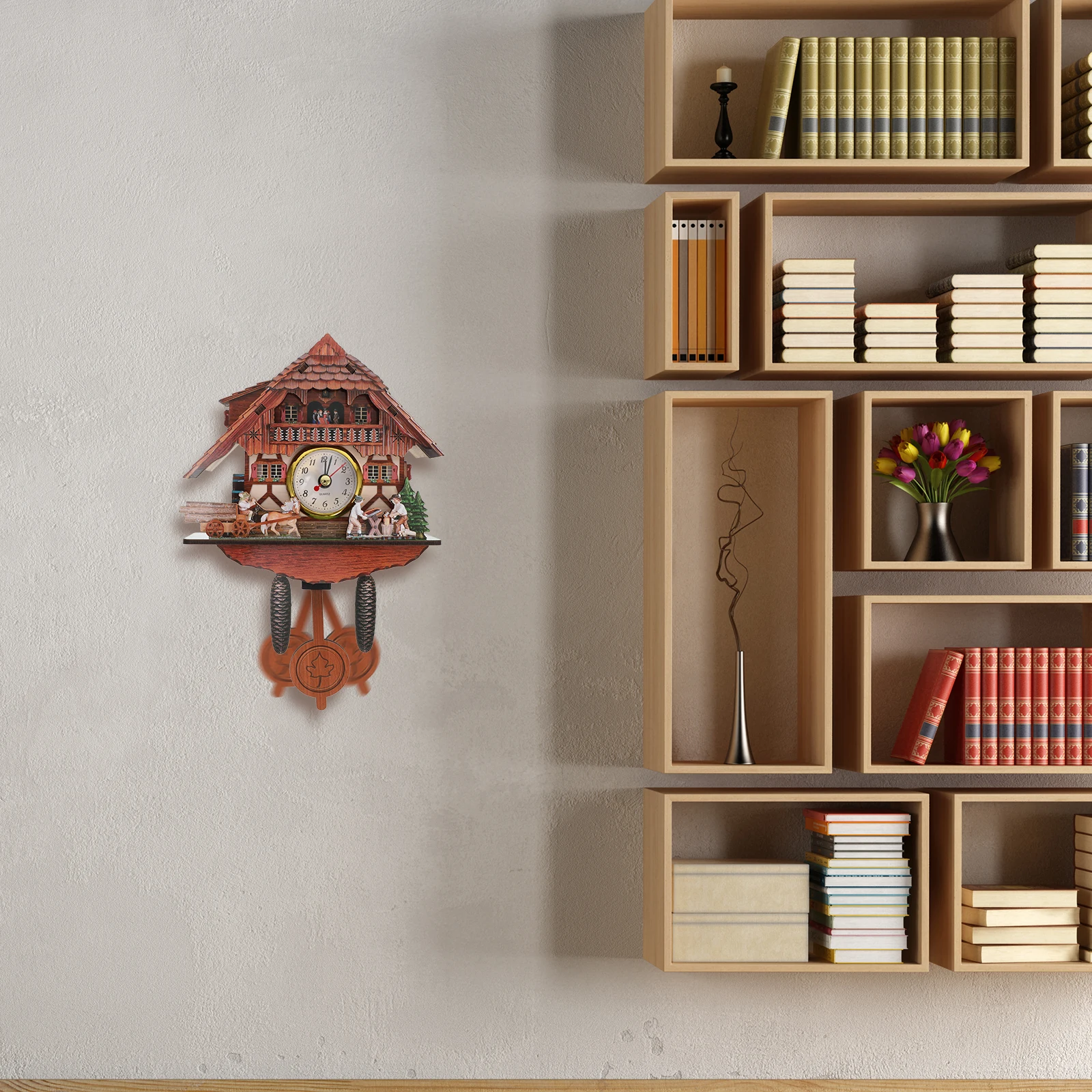 

Wooden Wall Decor Retro Style Design Vintage Pendulum Exquisite Wall Clock House House Design Clock Decor