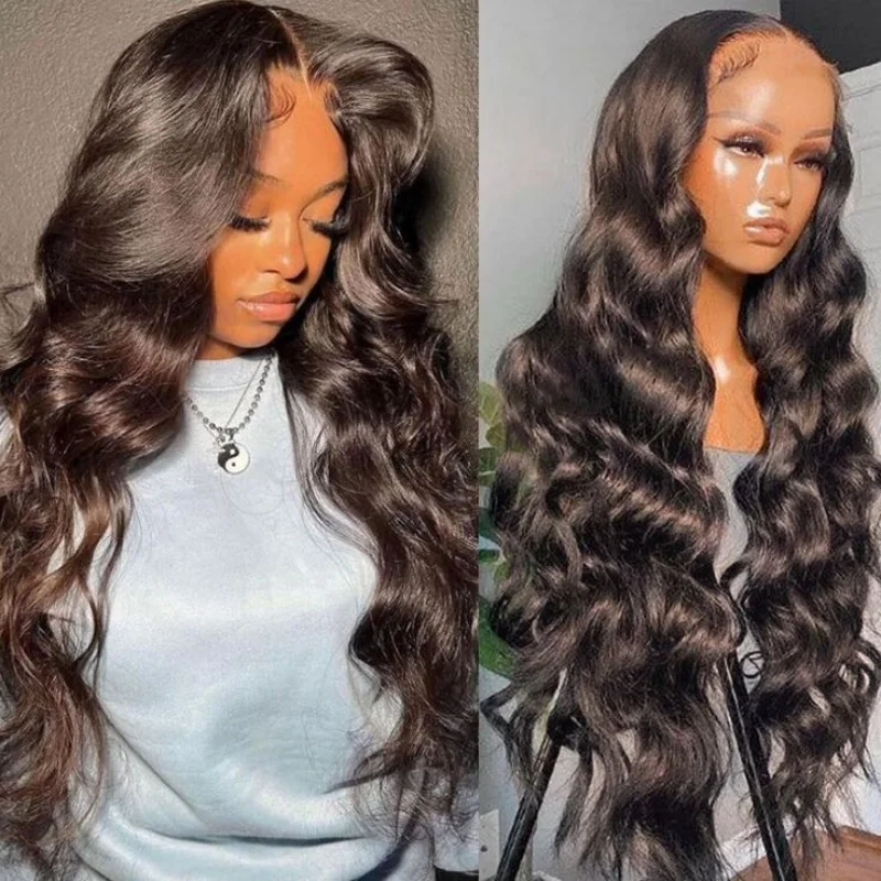 

36 Inch 200 Density 5x5 Put On And Go Body Wave HD Lace Front Wigs Human Hair Pre Plucked Natural Color Glueless Wig Black
