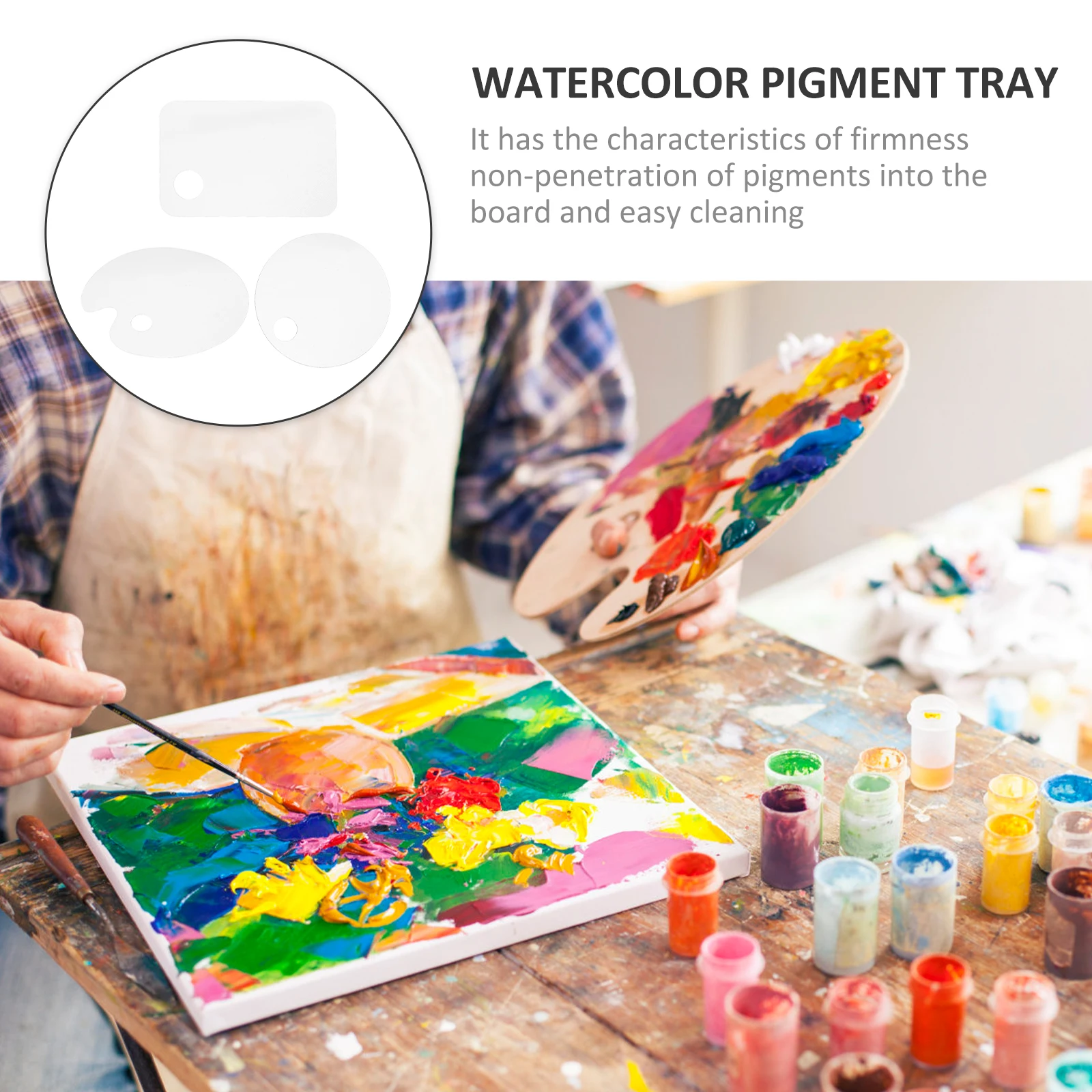 

3 Pcs Palette Professional Paint Tray Pallet for Acrylic Painting Color Mixing Trays Pigment Board Arts and Crafts Transparent
