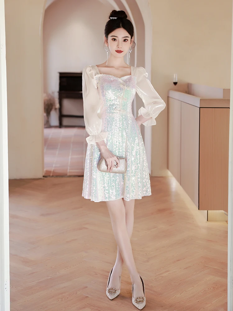 

ort Svel Evening Gown 2025 Adult Luxury High-End Host ort Par Fla Small Size Long Sve ort Evening Dr fo...