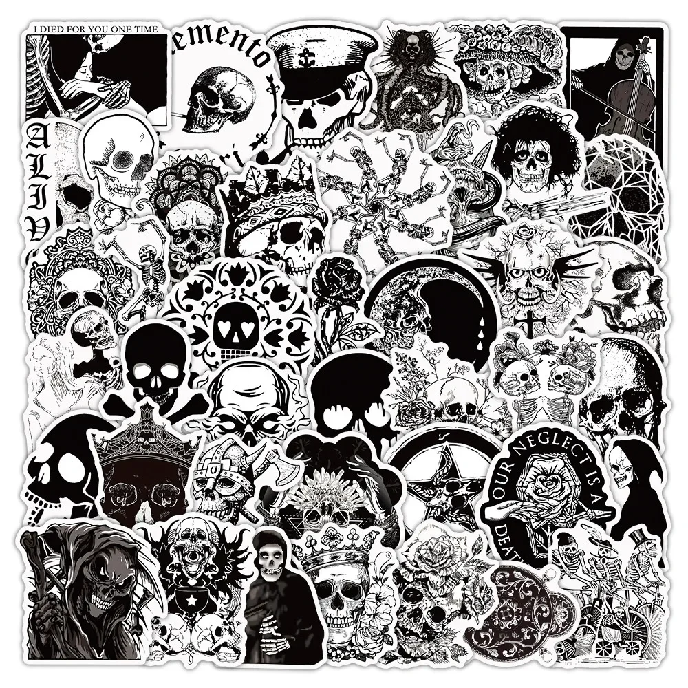 Gothic Skeleton Aesthetic Adhesive Stickers 52 Pieces DIY Scrapbook Album Notebook Decoration RecordingYourLife Store